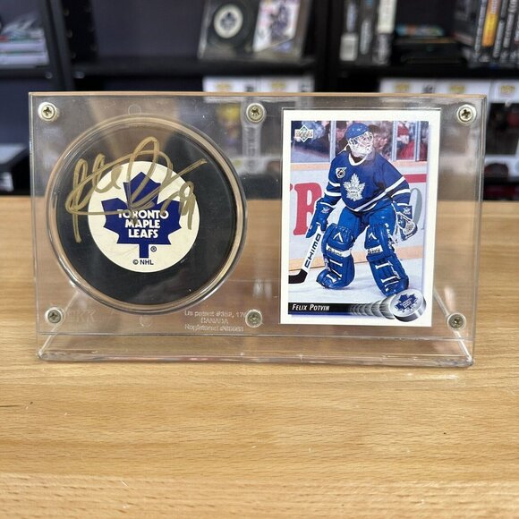 NHL Other - Felix Potvin Signed Toronto Maple Leafs Puck And Card Display